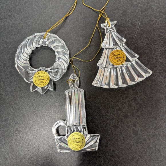 Princess House Lead Crystal Wreath, Christmas Tree & Candle Stick Set Of 3 #729 - Picture 3 of 11